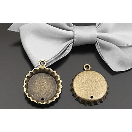 C631)20 pieces Inside size:16mm Antique Bronze Zinc Alloy Round Cameo settings Diy Jewelry Findings Accessories wholesale