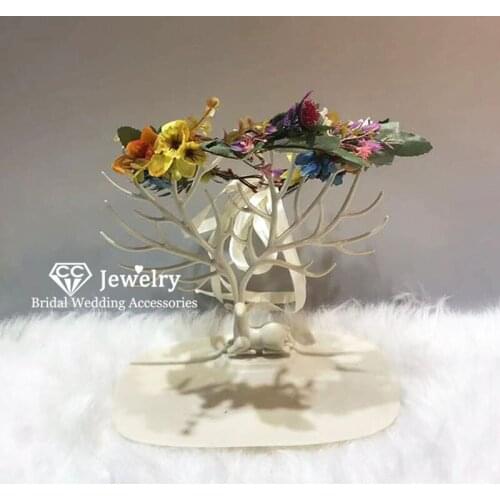 CC Hairbands Headband Wreath Engagement Wedding Hair Accessories for Women Garland Jewelry Charms Forest Style Flower Gift KC75