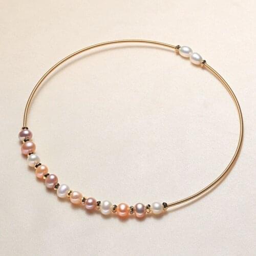 Color Retention 14K True Gold Filled Natural Freshwater Pearl Chokers Necklaces Torques Original Design DIY Jewelry