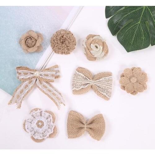 Hand Made Flower Home Jute Burlap White Lace Event Party Supplies Bouquet Gadget Christmas Cultery Lawn Wedding Party Decoration
