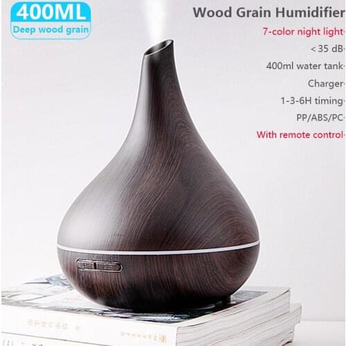 Classical Ultrasonic Cool Mist Humidifier Wood Grain Aromatherapy diffuser Essential Oil Aroma Diffuser with LED light for Home