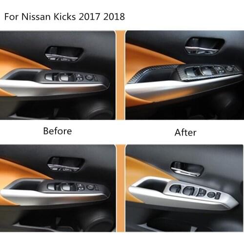 Car Door Window Glass Inner Panel Armrest Lift Switch Button Trim Frame Molding 4pcs For Nissan Kicks 2017 2018 2019 2020