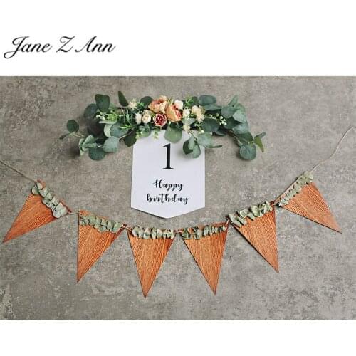 Mori eucalyptus dried flower wood grain pennant flag pull flower ornaments birthday scene layout baby photography props