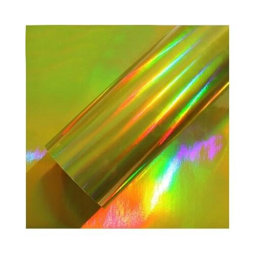 Premium quality Gold Holographic car Vinyl Film Chrome Laser Vinyl Roll Bubble Free Car Phone Laptop PAD