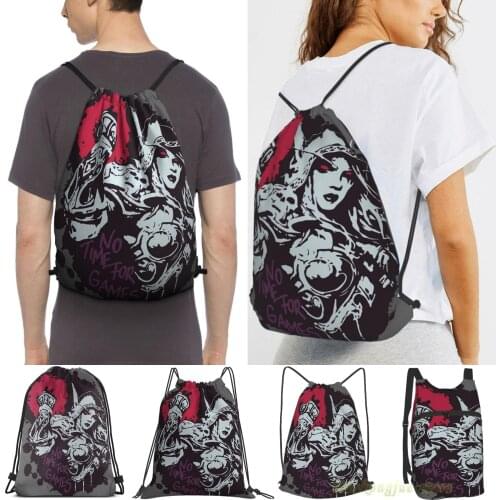 Sylvanas Has No Time For Games Men Outdoor Travel Gym Bag Waterproof Drawstring Backpack Women Fitness Swimming Bag