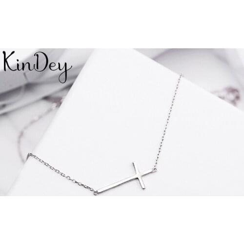 Kindey Silver Color Jewelry Cross Necklaces For Women Wedding Kolye Collares Bijoux