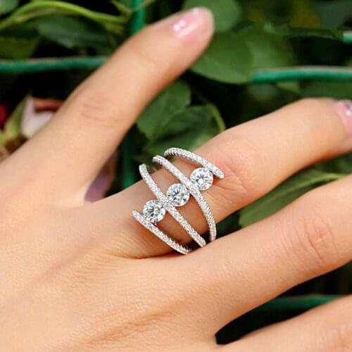 Crystal Female Zircon Stone Ring Cute Luxury Silver Color Wedding Band Jewelry Promise Engagement Rings For Women