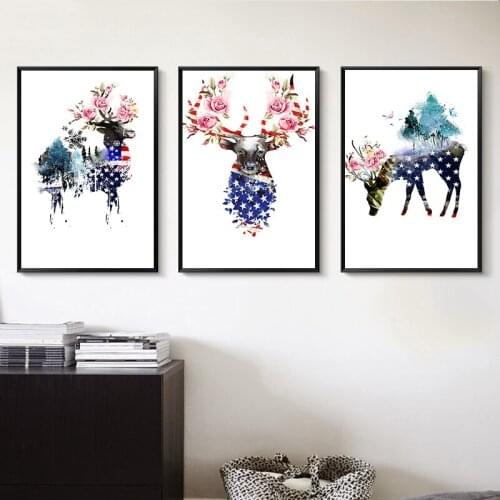 3 Pieces Animal USA Flag Banner Deer Zebra Giraffe 5D Diy Diamond Painting Full Square Round Mosaic Set EmbroideryZP-4122