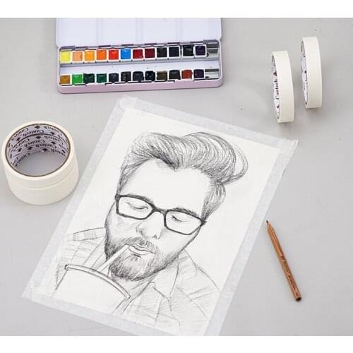 1.8cm Wide Masking tape not hurt paper painting sketch watercolor painting leave blank edge tape no trace paper sticker