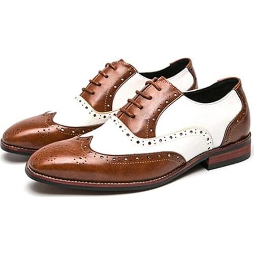 New 2020 Men Retro brogue lace-up black white oxford shoes Male Dress Wedding prom Homecoming Shoe Sapato Social Masculino