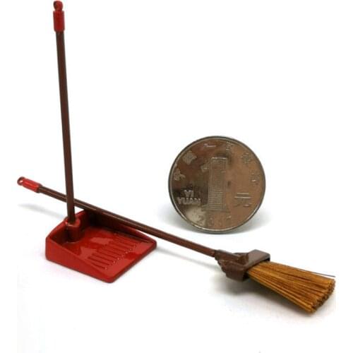 2pcs/set Dollhouse Cleaning Tool Kits 1:12 Doll House Miniature Broom Dustpan Set Classic Toys Pretend Play Furniture Toys