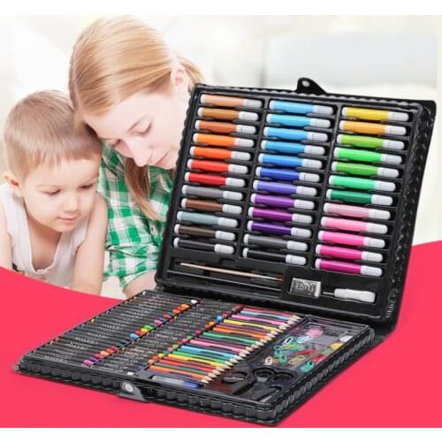 New Hot 150pcs/set Box Brush Painting Childrens Drawing Box Watercolor Brush Colored Pencil Marker Crayon Pencil