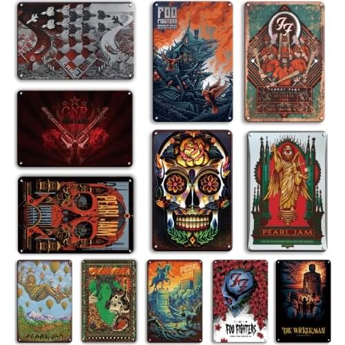Rock Tin Poster Metal Sign Vintage Living Room Decor Plaque Retro Pearl Jam Tin Plate Sign Personalized Man Cave Bar Wall Decor
