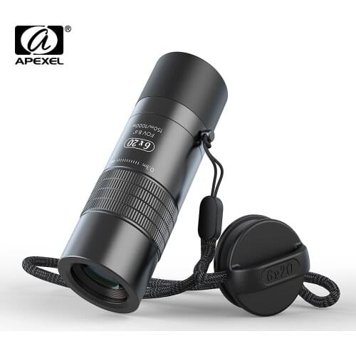 APEXEL Monocular 6X20M Close Hand Focus Telescope Glass Lenses BAK4 Prism With Lanyard For Birdwatching Traveling Magnification