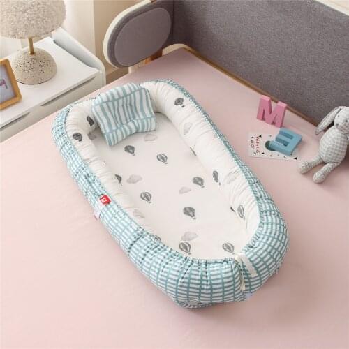 95x55cm Cartoons Portable Baby Crib Infant Cradle Cot Newborn Nursery Travel Folding Baby Nest Bumper Baby Bed Cotton Baby Nest