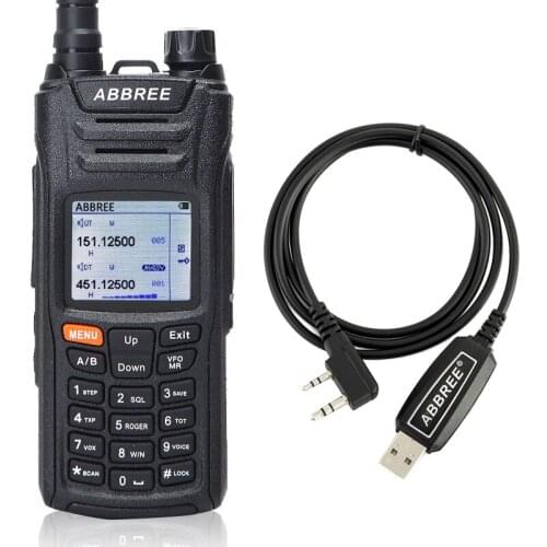 ABBREE AR-F6 6 Bands Walkie Talkie Dual Display 999CH VOX DTMF SOS Scanning Stopwatch Functional LCD Color Display + USB Cable
