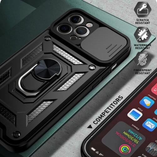 Slide Cover Camera Protection Phone Case For iPhone 12 11 Pro Max XS 6 7 8 Plus Shockproof Hybrid Armor Ring Holder Hard Case