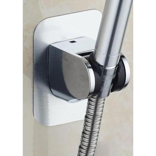 Adjustable Shower Head Holder Self-adhesive Handheld Drill-free Showerhead Rack Punch-free Chrome Bathroom Wall Mount Bracket