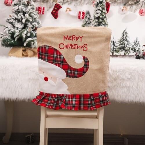 Christmas Chair Cover Creative Cute Letter Print Gift Package Chair Cover Christmas Restaurant Home Chair Xmas Decoration