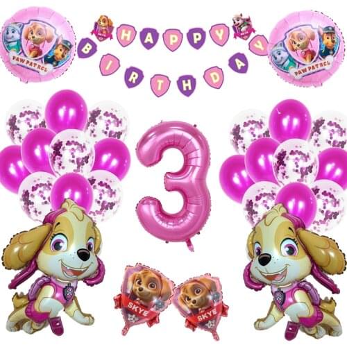 Paw Patrol Birthday Ballons Kids Toys Girls Ballon Figures Patrulla Canina Pupply Skye Model Children Party Deco Gifts Set