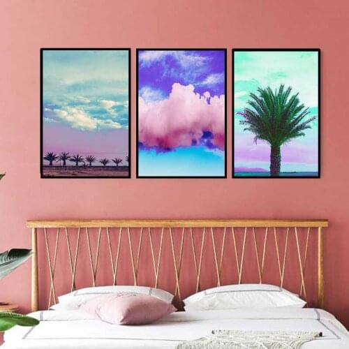 Nordic Modern Art Wall Poster Canvas Painting Romantic Sky Tree Landscape Painting and Printmaking Home Decoration Bedroom Mural