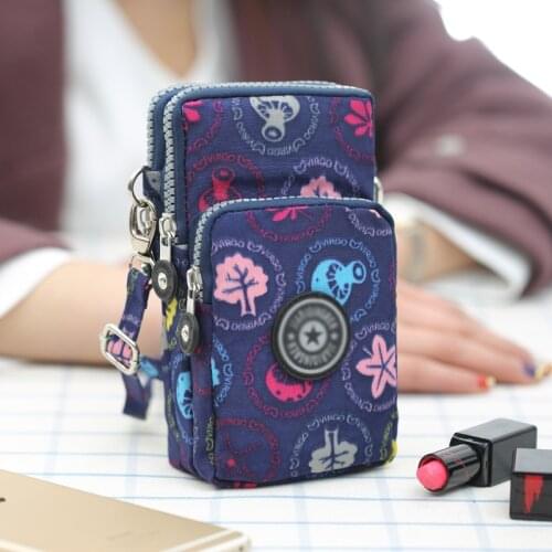Outdoor Sports 3 Layers Canvas Crossbody Bag Multi-function Mini Waterproof Mobile Phone Bag Coin Purse Shoulder Handbag