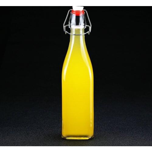 500ML Glass Drink Bottle Juice Bottle with Snap Attached Cap Great for Lemonade, Juice, Home Beer Brewing or Any Beverage