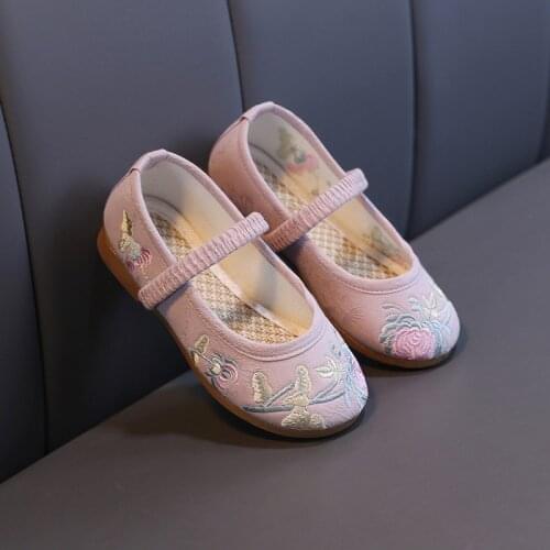 Spring children chinese style shoes kids baby cloth shoes fashion Hanfu girls embroidered shoes flowers sneakers canvas shoes