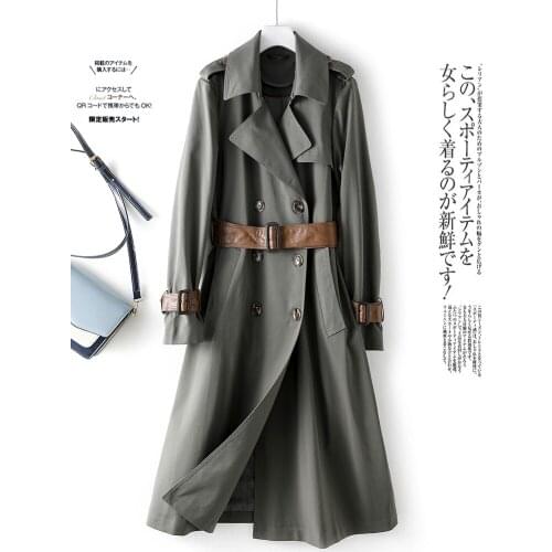 Windbreaker Womens Long Small 2021 Spring and Autumn New Atmosphere Korean Waist Slim Autumn Coat
