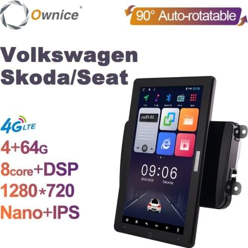 Ownice 10.1" 1280*720 IPS Nano auto rotatable Android Car radio player For VW Golf Polo skoda rapid octavia Tiguan Passat b7 b6
