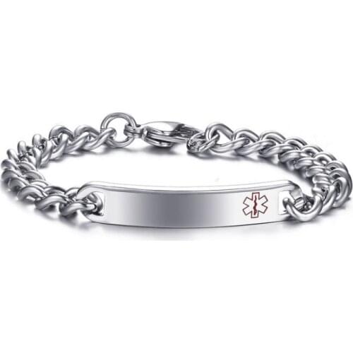 High Quality Stainless Steel Medical Logo Bracelet Fashion Chain Bracelet for Women and Men Jewelry