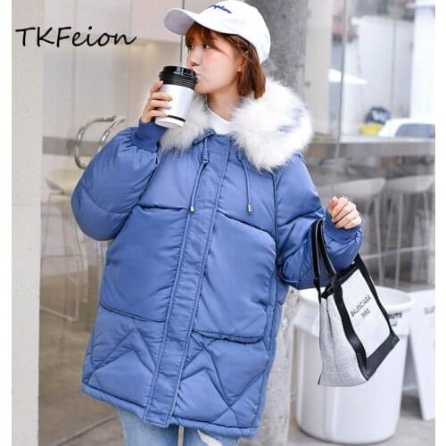 Womens Winter Fur Parkas 2019 New Arrived Ladies Warm Cotton-padded Coats Fashion Female Puffer Jacket Coats Midi Long Style