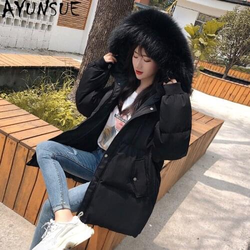 AYUNSUE Winter Clothes Women 2020 Coats and Jackets Woman Down Cotton Coat Big Fur Collar Hooded Parkas Korean Thick Femme Veste