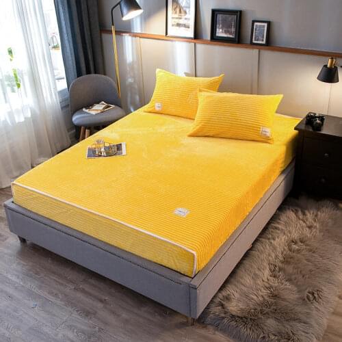 1 PC warm solid bed mattress set with four corners Fitted Sheet With Elastic Bed Polyester Mattress Cover