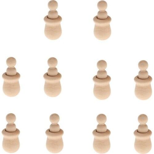10 pieces DIY wooden wood peg doll little people Child peg doll