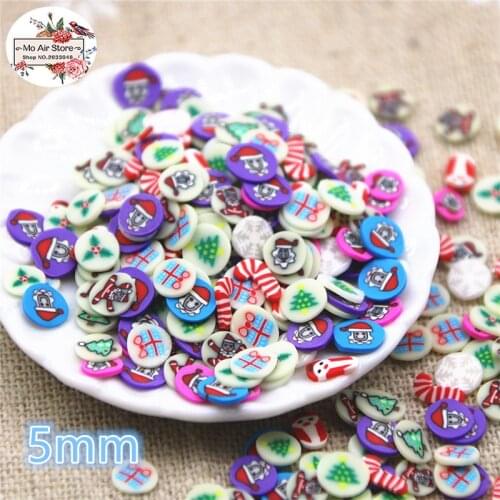 1000pcs 5mm mix color Christmas snowman slince polymer clay craft nail Art Supply Decoration Charm Craft