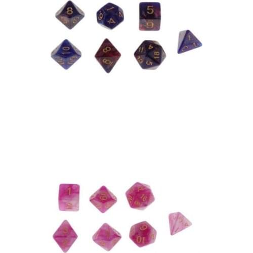 14 Pack Plastic D4-D20 Dice Role Playing for DND Party Game Casino Supplies