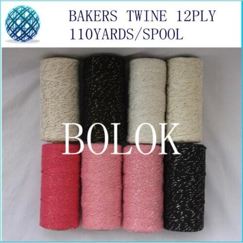 200pcs/lot add gold/sliver/copper/red metallic Cotton Baker twine (11 kinds color),black/gold/sliver, pink/gold/sliver twine