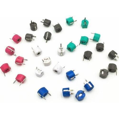 50pcs Variable Ceramic Trimmer Capacitor Adjustable Capacitance Plastic 6mm 5pF 10pF 20pF 30pF 60pF 120pF