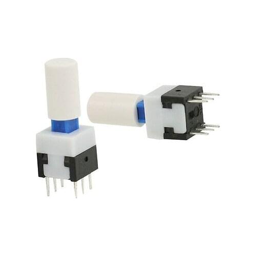 8 x 8mm White Cap PCB Momentary Push Button Tact Tactile Switch 6 Pin DIP