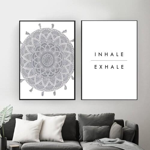 Gray Mandala Abstract Canvas Poster Boho Mindfulness Zen Wall Art Print Painting Decorative Picture Modern Living Room Decor