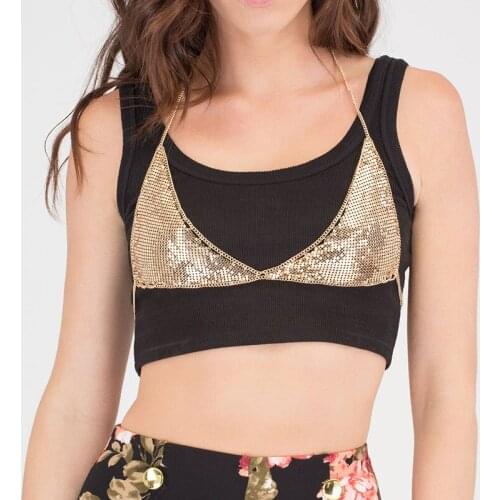 European and American fashion bikini new exaggerated necklace personality triangle aluminum chain breast necklace