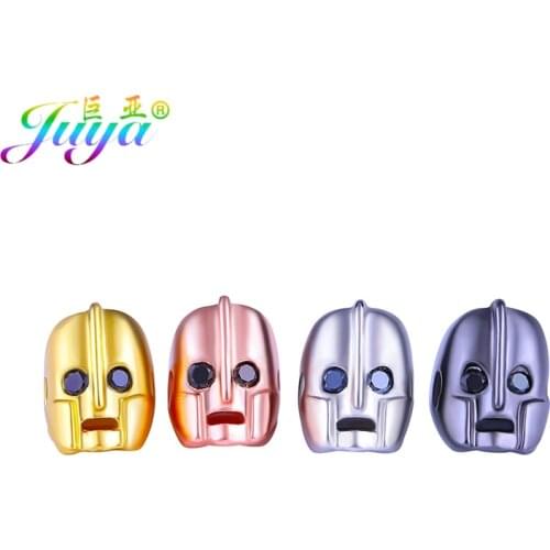 Juya Knight Helmet Beads Handmade Black Zircon Anime Roman Helmet Metal Charm Beads For Women Men Beadwork Beads Jewelry Making