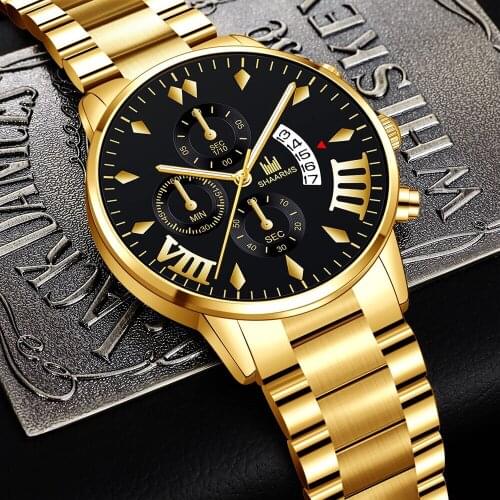 Luxury Business Three-eye Calendar Roman Scale Dial Steel Belt Mens Quartz Wrist Watch Elite Men Must Relogio Masculino