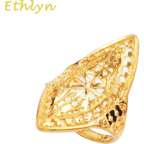 Ethlyn fashion brand new arrival Ethiopian Engagements Women rings Gold Color adjustable Rings Christmas gifts R40