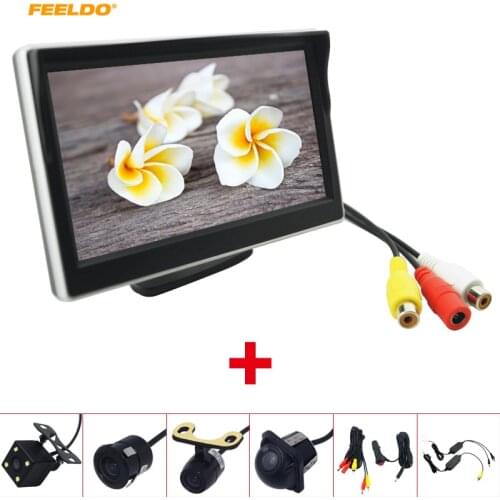 FEELDO 5" LCD TFT Stand-alone Monitor Rear View Backup Camera RCA Video Rearview System 2.4G Wireless Cigarette Lighter Optional