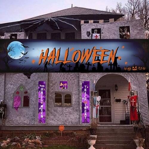 Halloween Mood Outdoor 40X180CM Banner Pull Flag Decorations Celebrate Party Hanging Decor Porch Background Supplies Signs