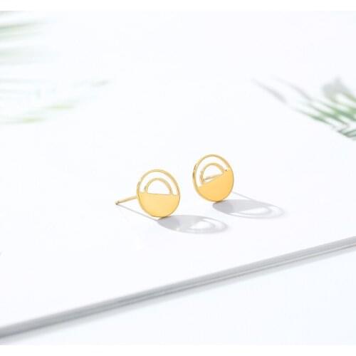 Dainty Circle Earrings For Women Geometric Jewelry Stainless Steel Minimal Round Stud Earrings Childrens Accessories BFF Gifts