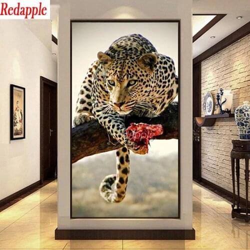 Large size 5D Diy Diamond Painting Cross Stitch full Square round Diamond Embroidery leopard panther Swallow picture Decor art