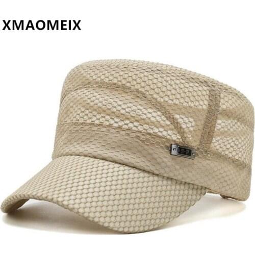 XMAOMEIX New Summer Flat Cap Men Women Breathable Army Military Hats Hollow Mesh Cap Snapback Cap Casual Fishing Caps Couple Hat